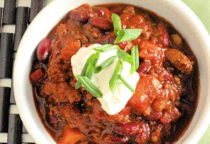 A bowl of slow cooker chili