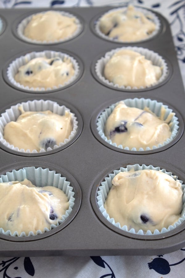 muffin batter in muffin tin