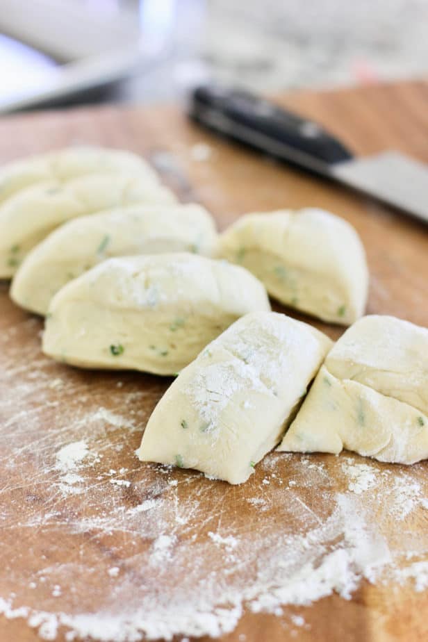 cut the cracker dough into 8 pieces