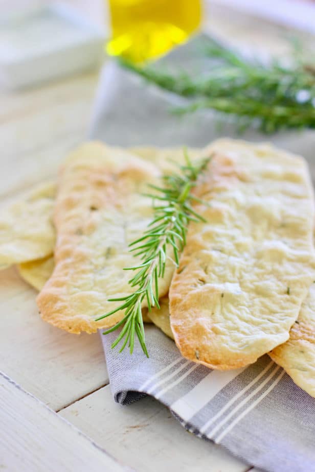 Rosemary Crackers with a rosemary sprig