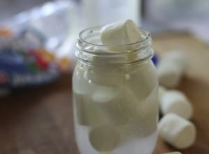 Marshmallows with vodka in a mason jar