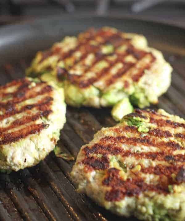 grilled burgers on black pan