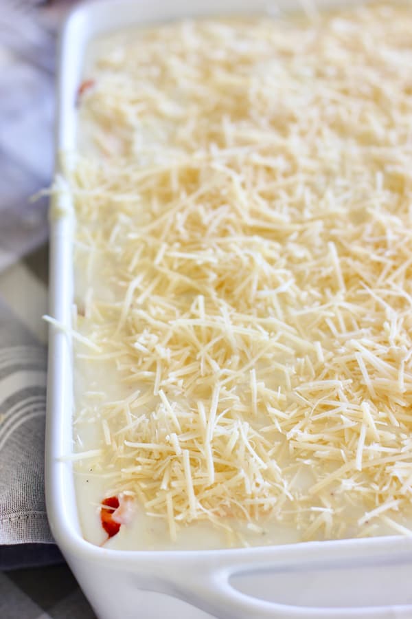 baked ziti ready for the oven