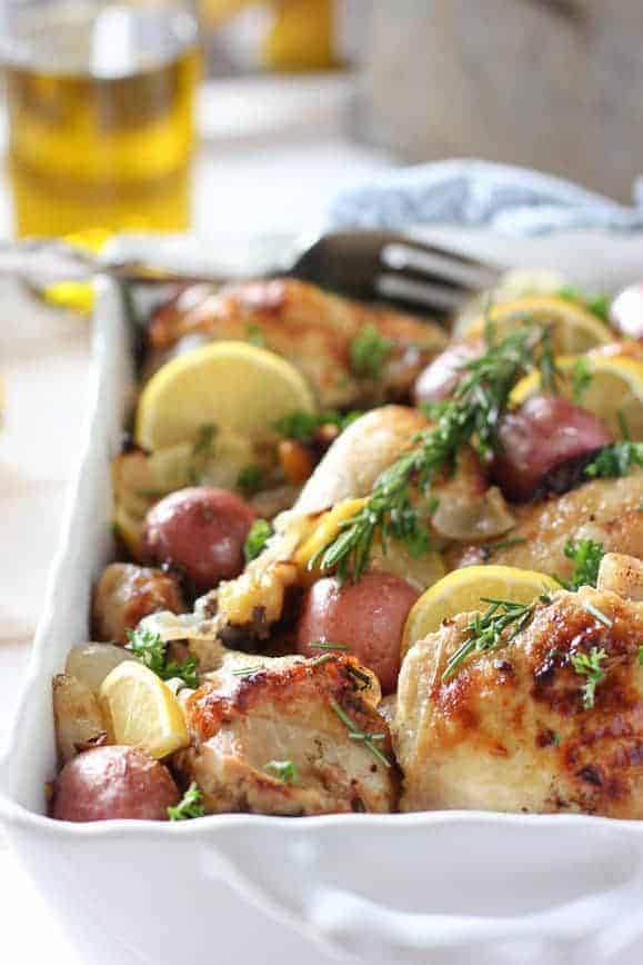 Roasted Lemon Chicken With Potatoes And Rosemary Laughing