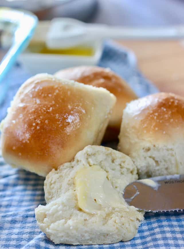 warm rolls just out of the oven with butter