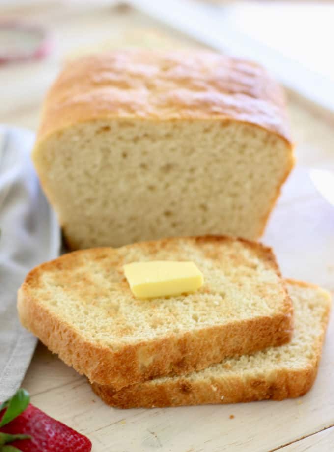 butter on fresh baked English muffin bread