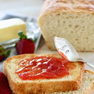 strawberry jam on fresh bread