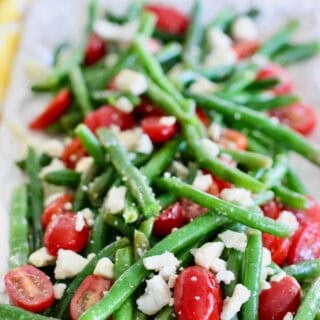 Green bean salad on a platter