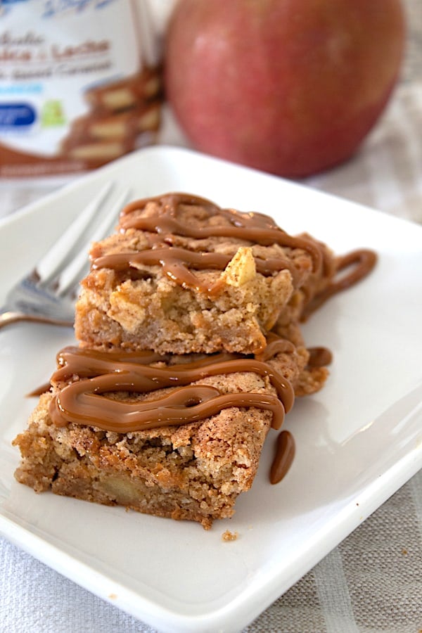 apple bars drizzled with caramel