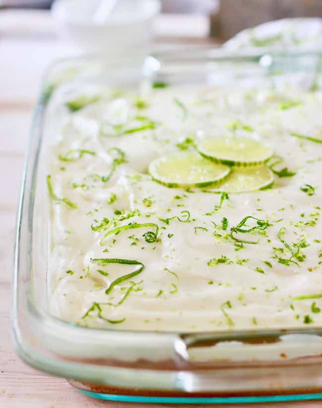 Key Lime Cake frosted and decorated