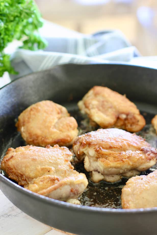 searing chicken in cast iron skillet