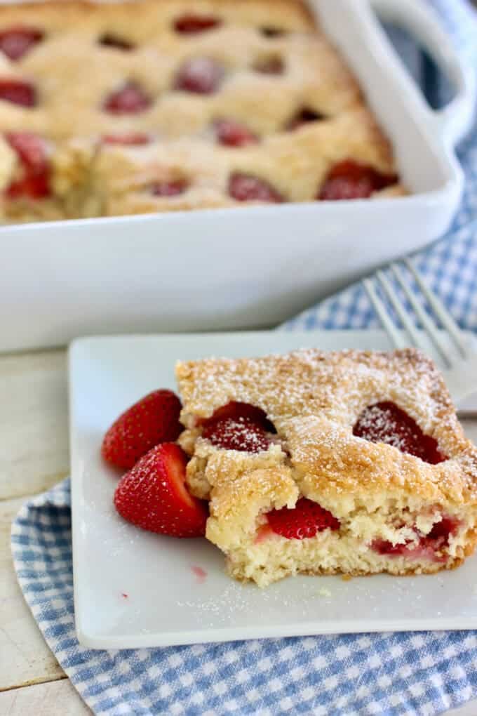 cake with strawberries on a small plate