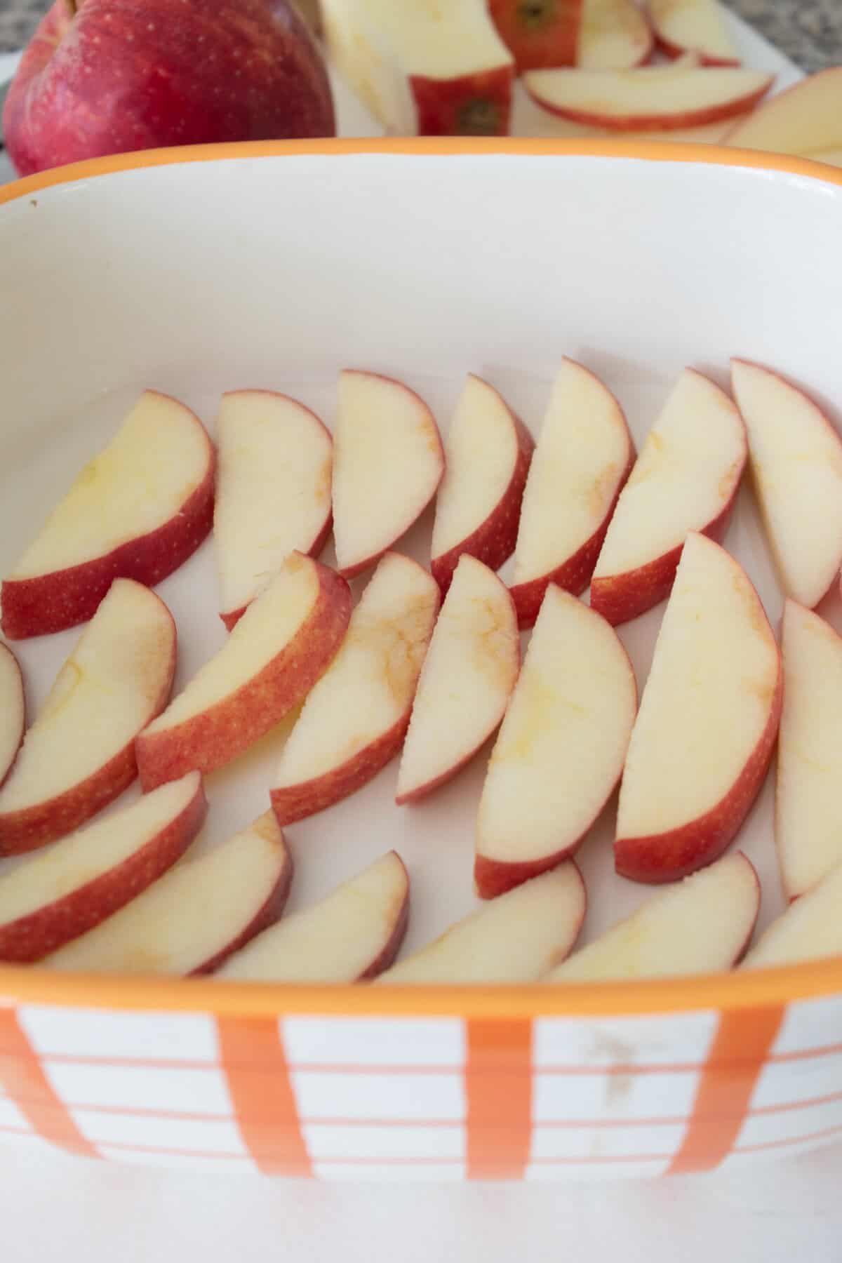 apples upside down in a pan