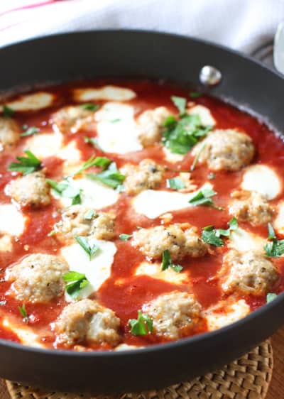 Chicken Parmesan Meatballs in Creamy Tomato Sauce | Laughing Spatula