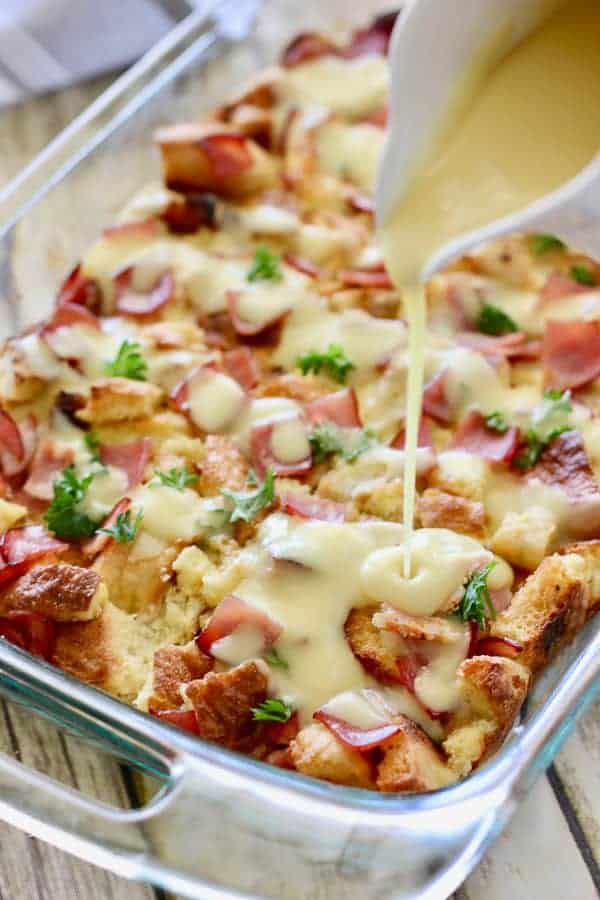 Easy Eggs Benedict Casserole with Hollandaise