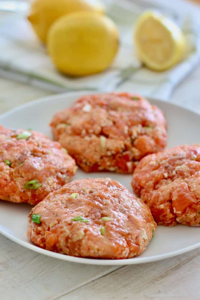 uncooked salmon burgers