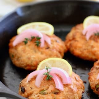 Salmon Burger in Cast Iron Skillet