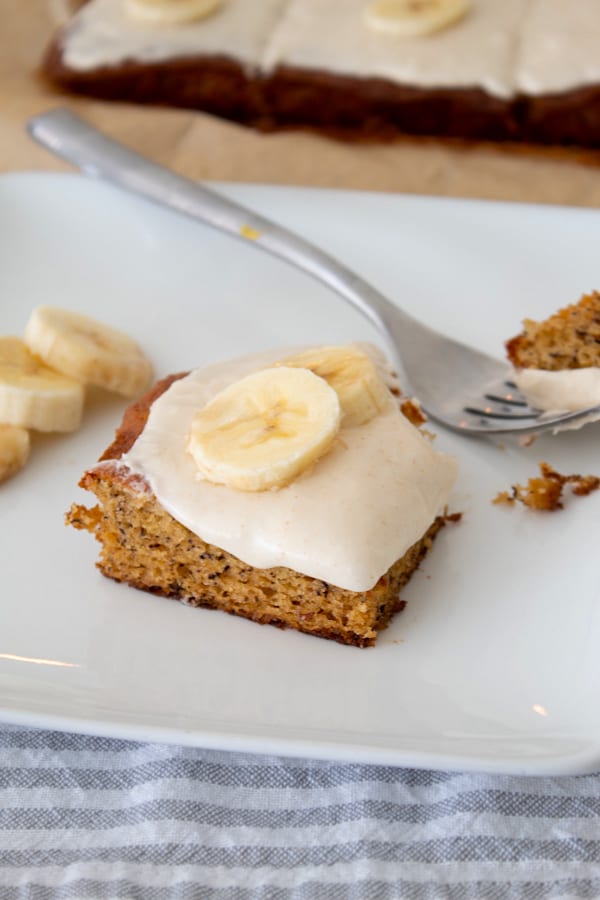 picture of banana bar with fork on plate