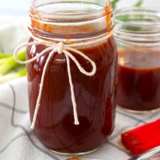 BBQ Sauce in mason jar tied with twine