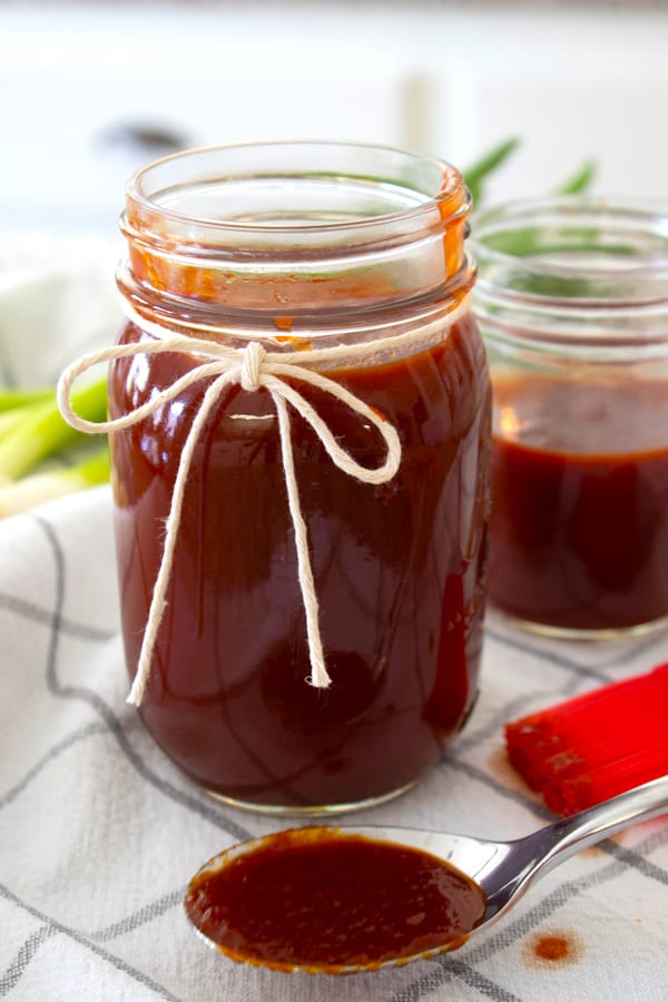 BBQ Sauce in mason jar tied with twine