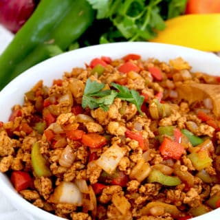 bowl of taco meat with veggies