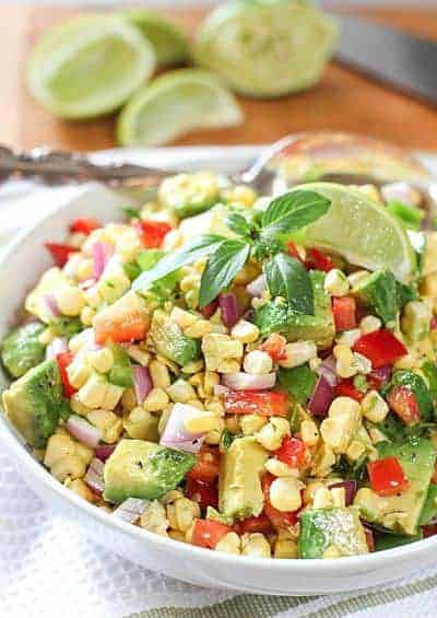 Corn and Avocado Salad with Lime Honey Vinaigrette