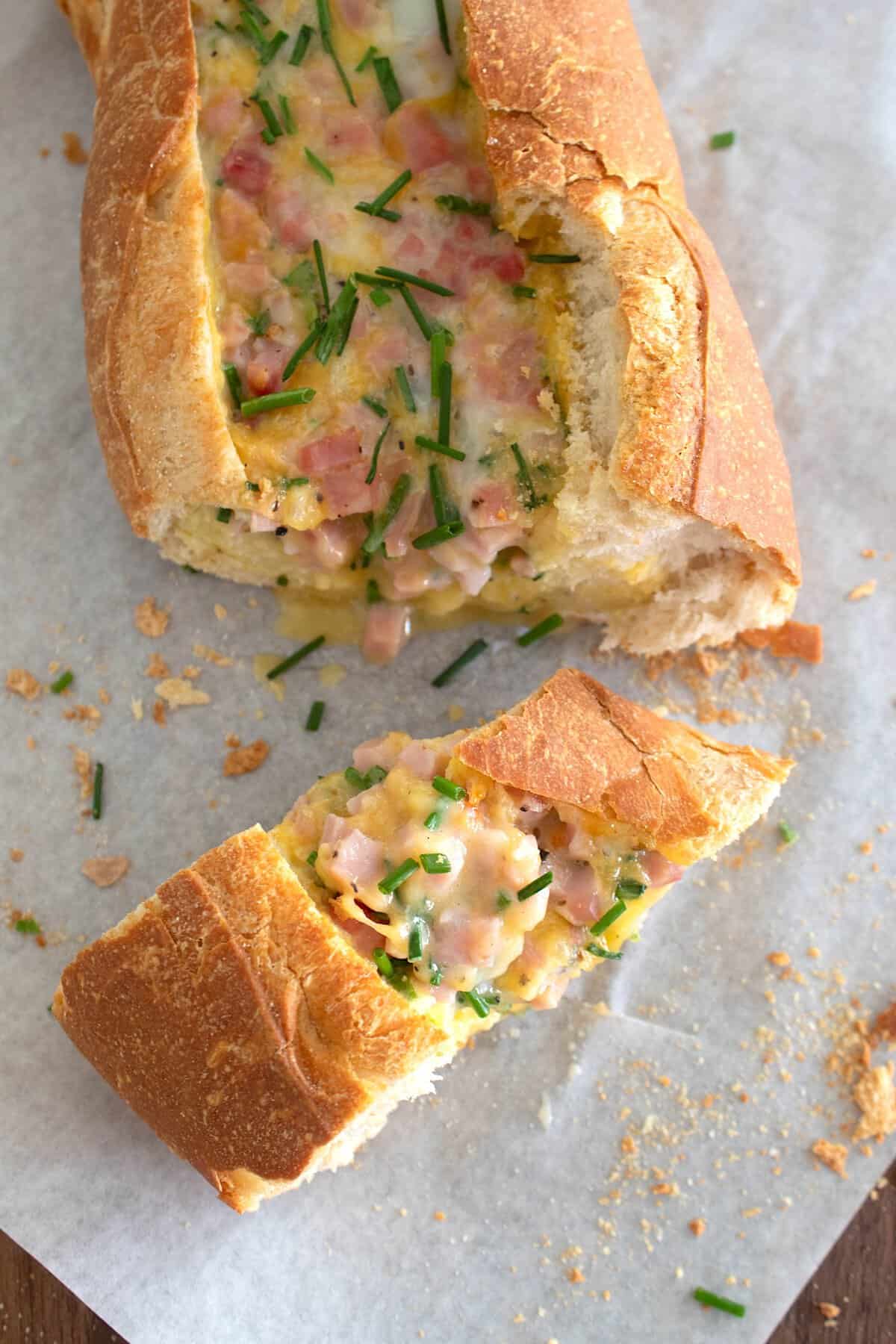 baked egg boat on parchment paper