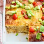 Mexican Casserole in a 9 x 13 white pan