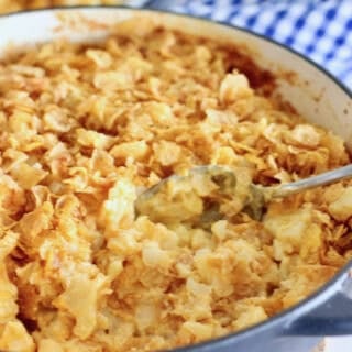 Cheesy potatoes with cornflake topping