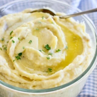 Slow Cooker mashed potatoes in a bowl