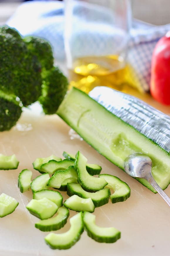 how to seed an english cucumber with a spoon