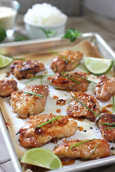 Sticky Chicken on a sheet pan