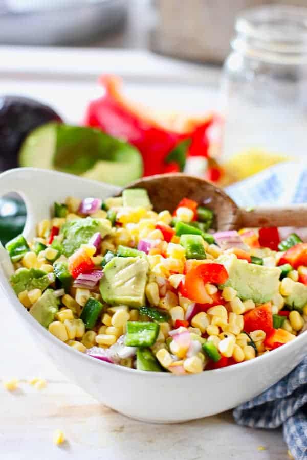 Fresh Corn and Avocado Salad with Honey Lime Vinaigrette - Laughing Spatula