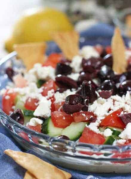 Layered Greek Dip ready to serve