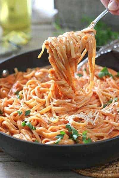 Pasta with Tomato Cream Sauce - Laughing Spatula