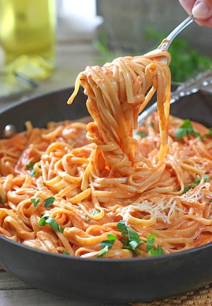 Pasta with Tomato Cream Sauce - Laughing Spatula