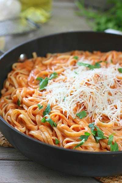 Pasta with Tomato Cream Sauce - Laughing Spatula