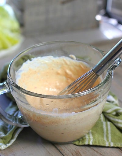 Spicy Caesar Dressing in a bowl ready to serve