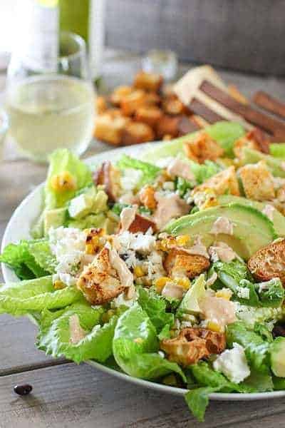 Spicy Caeser Salad ready to toss