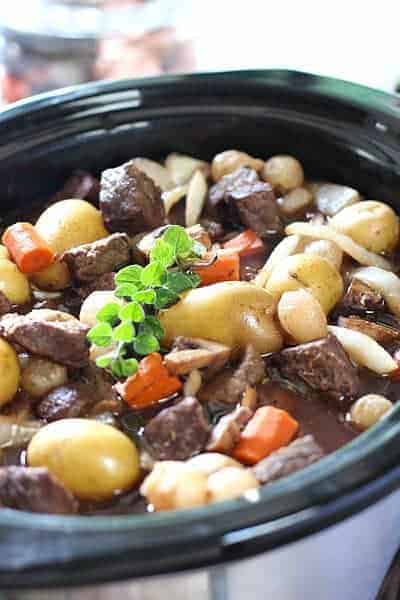 Beef Bourguignon in a slow cooker