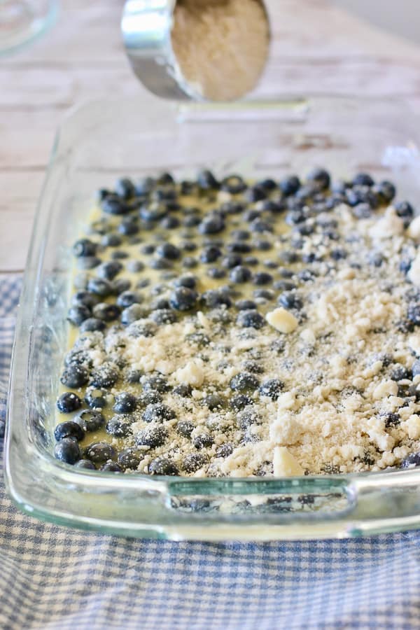 sprinkle blueberry pie bars with remaining crust mixture 