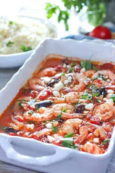Shrimp, Feta and Tomatoes ready to serve!