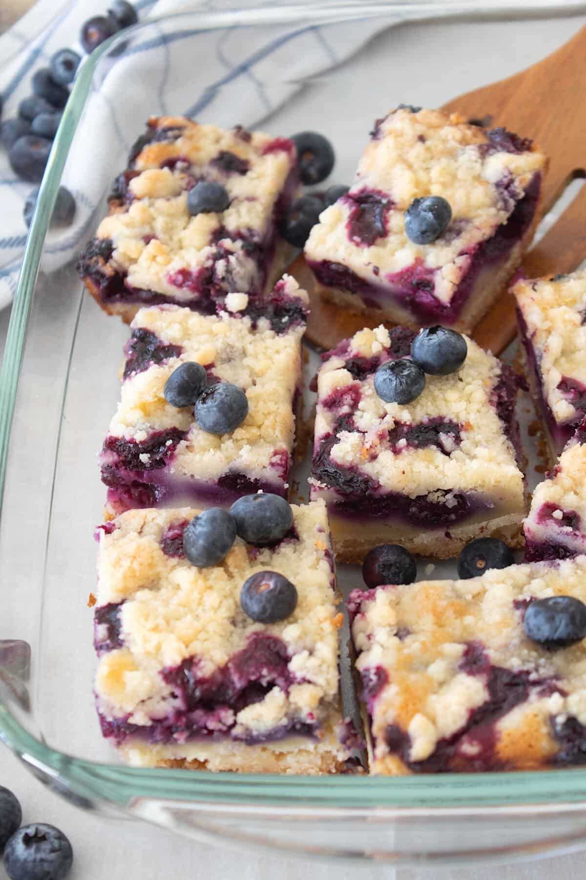 overhead view of blueberry pie bars