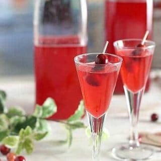 cranberry infused vodka in beautiful glasses