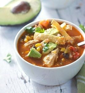 Skinny taco soup in a bowl