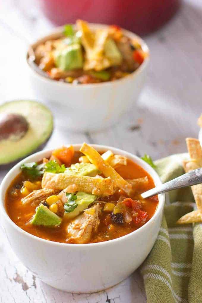 Skinny Chicken Taco Soup! - Laughing Spatula