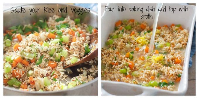 Saute your veggies and rice