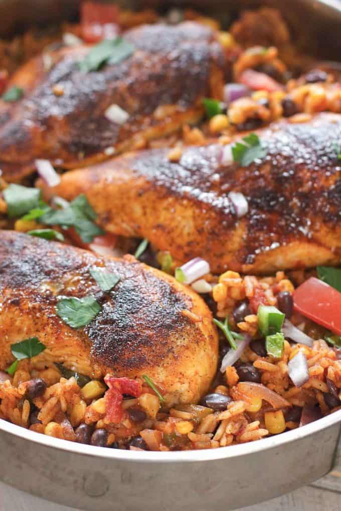 Southwest Chicken nestled in a flavorful rice