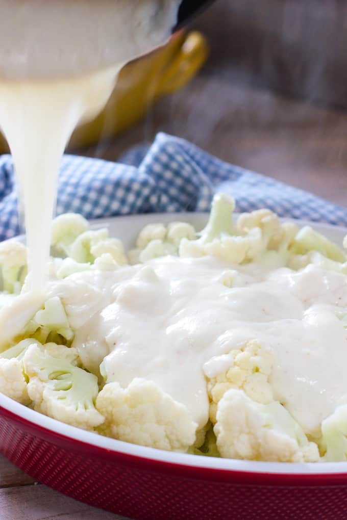 Creamy Cauliflower Au Gratin with cheese sauce