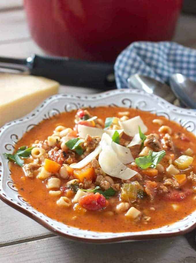 30 Minute Minestrone Soup with Sausage | Laughing Spatula